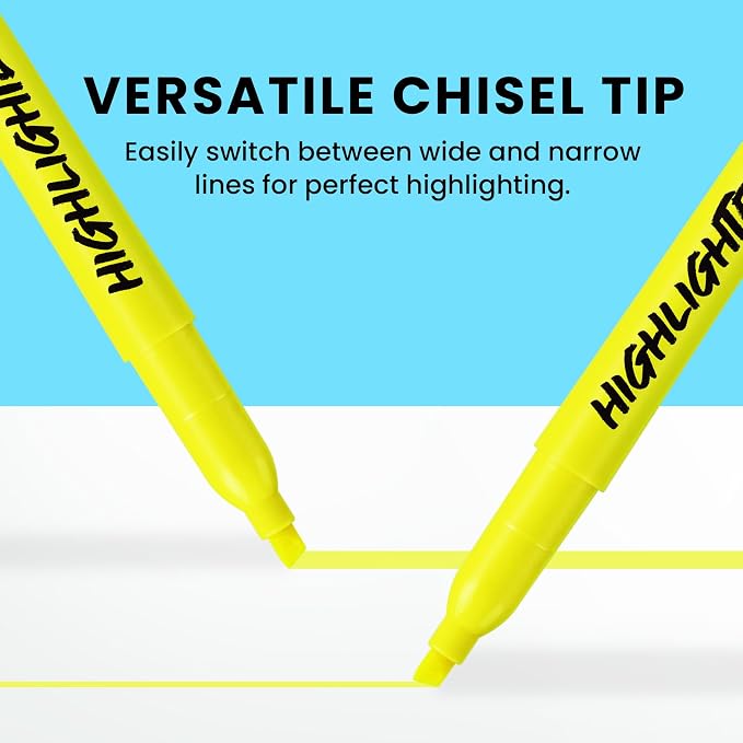 Taja 240 Pack Highlighters Yellow, Chisel Tip Markers - Image 3