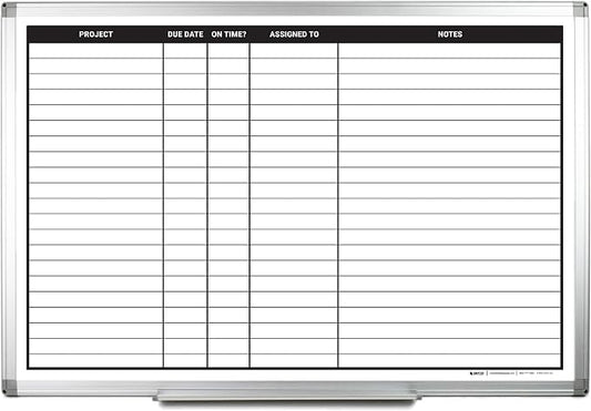 Project Planning Dry-Erase Whiteboard 36" x 24" by CreativeSafetySupply