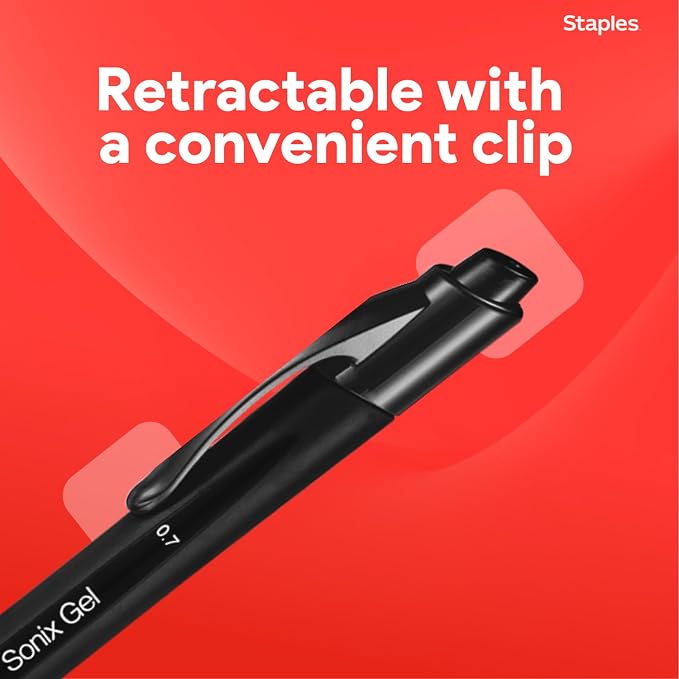 STAPLES Retractable Gel Pens, Medium Point 0.7mm, 12 Pack – Sonix Crisp‑Line - Image 6