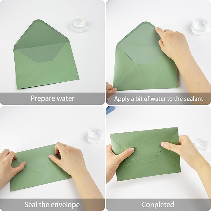 YINUOYOUJIA 50 PCS Sparking Green Envelopes A7, 5 x 7 Shimmer Envelopes - Image 3