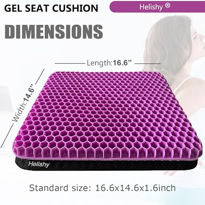 Gel Seat Cushion, Egg Seat Cushion for Tailbone, Back, Sciatica Pain Relief - Gel Enhanced Chair Pads with Non-Slip Cover for Office Home Chair Car Seat Wheelchair (Standard, Violet)-DeskLoop Office