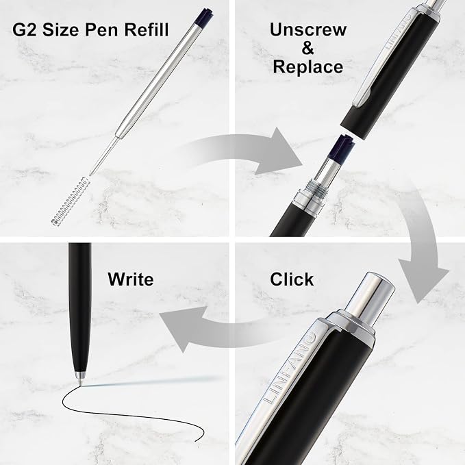 Black Ink Pen Refills Ballpoint Black, 12 Pack Ballpoint Pen Refills Medium - Image 3