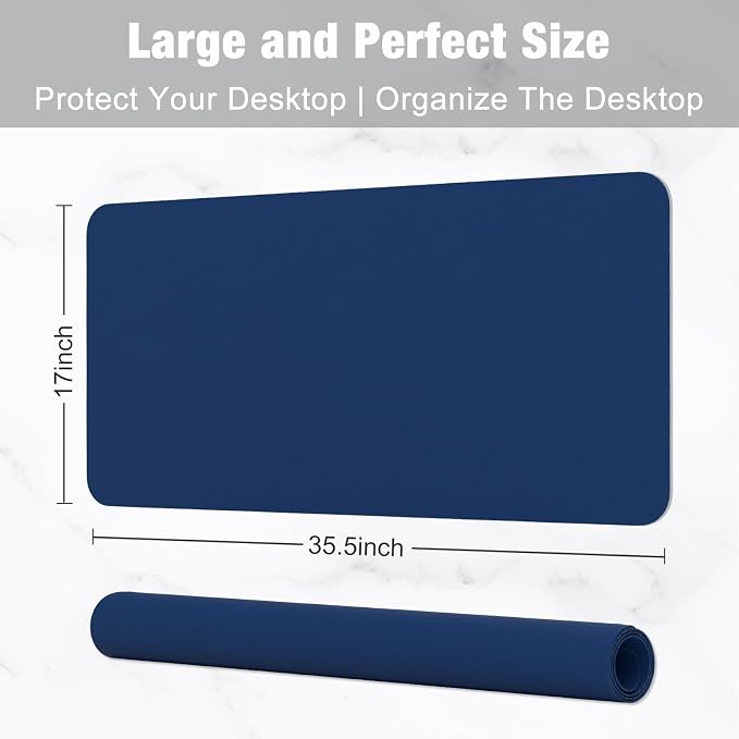 Hsurbtra Desk Pad, 35.5" x 17" PU Leather Desk Mat, XXL Extended Mouse Pad - Image 3