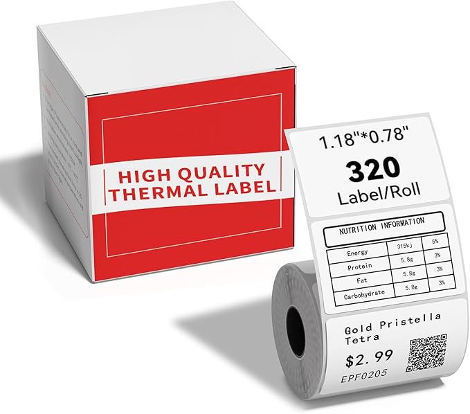 M100 Thermal Labels 1.18"X0.78" (30X20MM), Compatible with Label Maker Machine M100/ M110/ M150/ M220/ M250/ M108/ M221, Multi-Purpose Adhesive Thermal Labels, Black on White, 320 Labels/Roll-DeskLoop Office