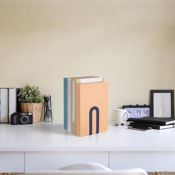 Chunful 6 Pcs Blue Modern Metal Book Ends - Image 6