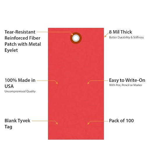 SmartSign 4.75 x 2.375 inch “Red” Blank Tyvek Shipping Tags - Image 5