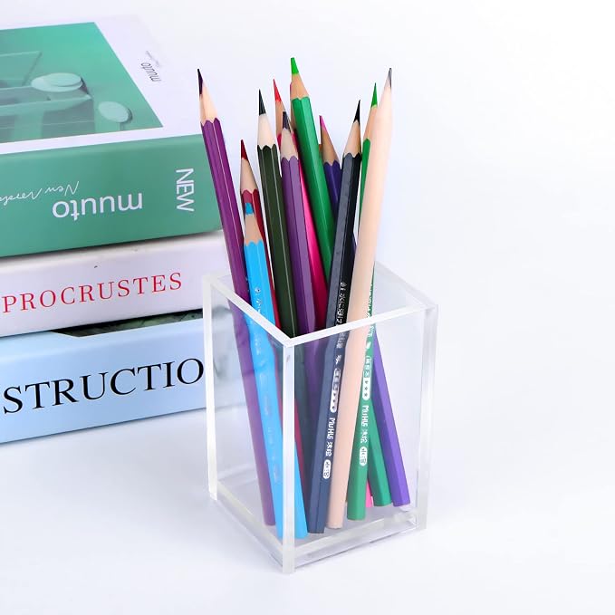 20Pack Clear Acrylic Pen Holder Desktop Pencil Organizer Acrylic Pencil Cup - Image 3