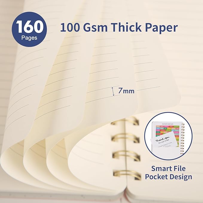 Lined Spiral Notebook College Ruled A5 Journal Book for Note Taking, 160 Pages Writing Journal for Office and Home School Supplies 5.75x8.125 inch (6pack-Navy Blue)-DeskLoop Office