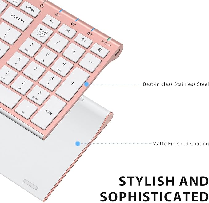 iClever BK10 Bluetooth Keyboard, Universal Bluetooth 5.1 Wireless Keyboard with Number Pad, Ergonomic Design, Multi-Device Compatibility, Stable Connection for Mac, iPad, iPhone, Android, Windows-DeskLoop Office