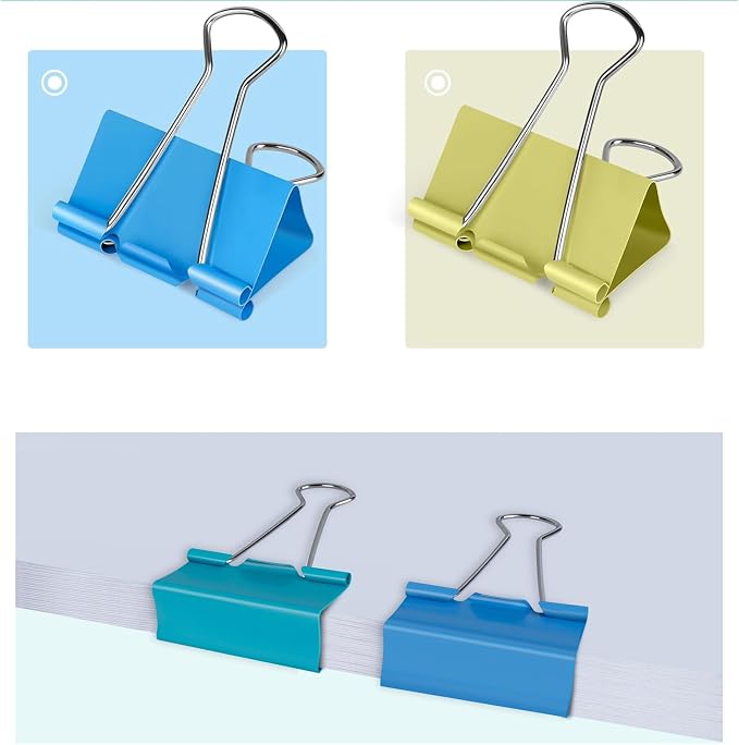 Ufmarine Large Binder Clips 1.6 inch Length, Colorful Paper Clips Large - Image 7
