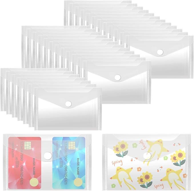 Vmiapxo 40 Pack Stamp and Die Storage Pockets, Reusable Small Plastic Envelopes by Vmiapxo