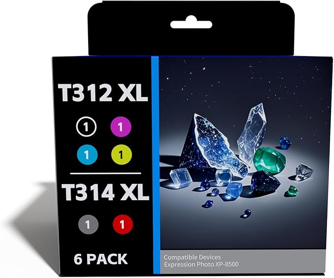 312XL 314XL XP-15000 Remanufactured Ink Cartridges Replacement for 312 314 XL T314XL Ink Comptible for Expression Photo XP15000 Printer(6-Pack)-DeskLoop Office
