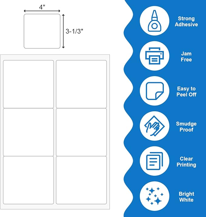 BESTEASY Sticker Labels Compatible Laser/Ink Jet Shipping Labels - Image 2