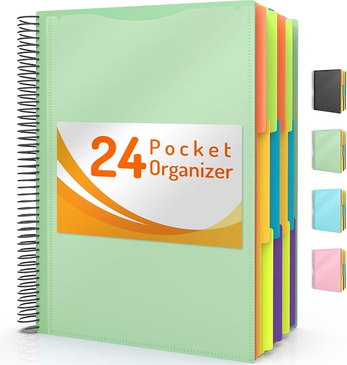 Forvencer 24 Pocket Project Organizer, 1/3-cut Tab Binder Organizer by Forvencer