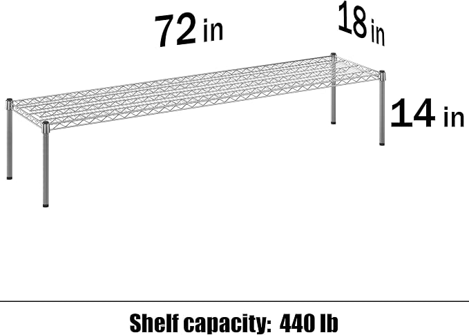 Regal Altair 18" Deep x 72" Wide x 14" Height Wire Shelving Kit | 1-Tier | NSF - Image 3