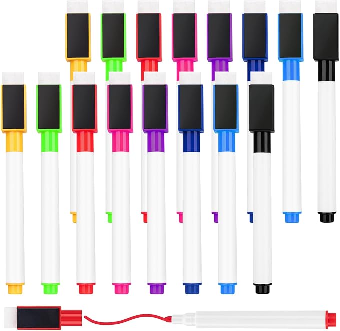 16 Pcs Colorful Magnetic Dry Erase Markers by JEFURE