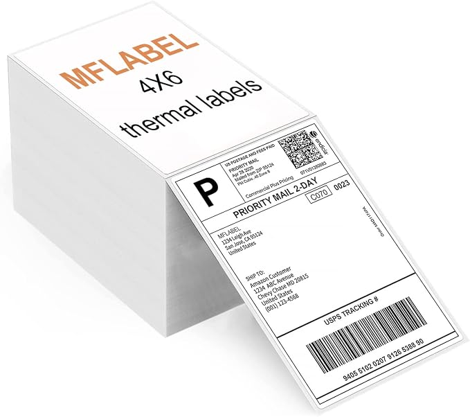 MFLABEL 4x6 Direct Thermal Labels 4" x 6" Perforated Shipping Labels Compatible by MFLABEL