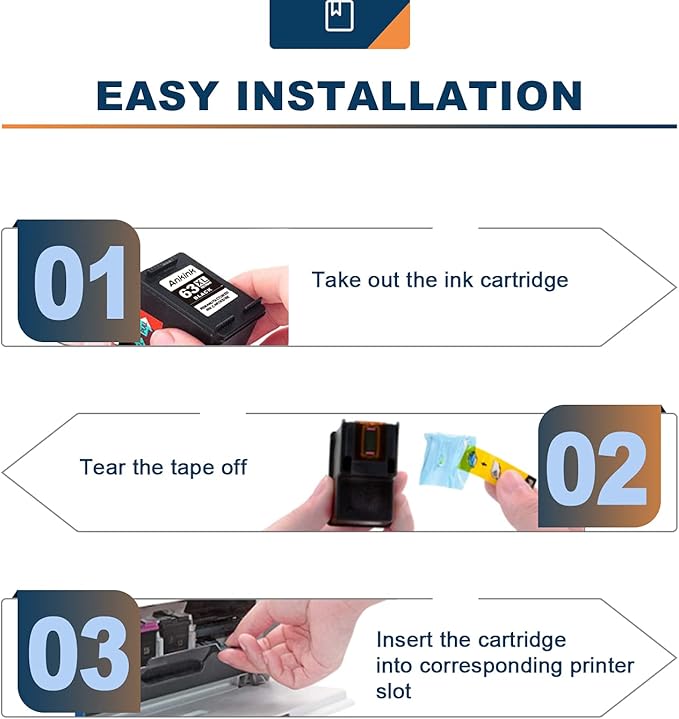 63XL Ink Cartridges Replacement for HP 63 XL (2 Black 1 Color Combo 3-Pack) Fit for HP63 3830 4650 4652 4655 5200 5252 5255 5258 4520 4512 1112 2132 3630 3632 3631 2130 4510 4654 Printers BK Tricolor-DeskLoop Office