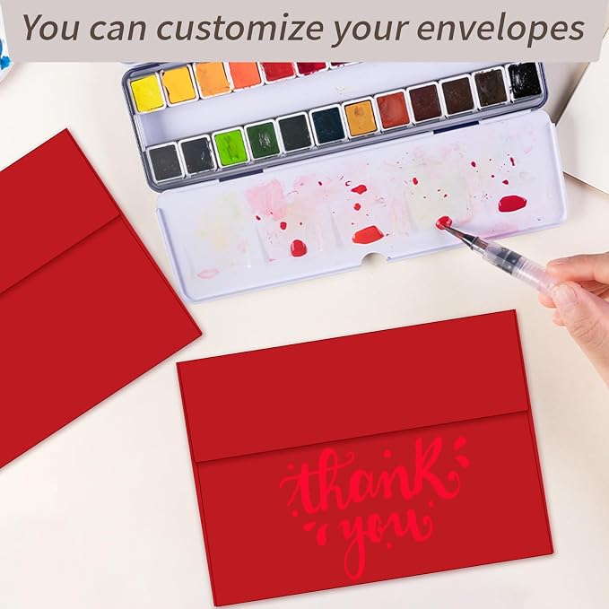 100 Packs Red 4x6 Envelopes for Invitation Card, A6 Small Envelopes Self Seal - Image 5