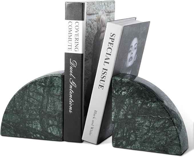 Karibiber Marble Bookend for Shelves, Non-Skid Bookends for Heavy Books - Image 2