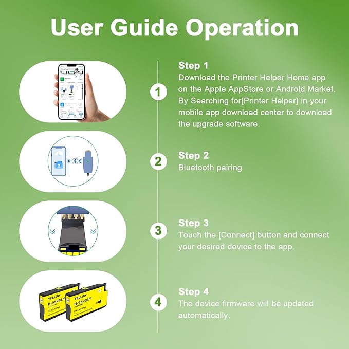 952XL Yellow Ink Cartridges with Upgrade Device Replacement for HP 952 XL Combo Pack for HP Officejet Pro 7740 8720 8710 8210 8715 8740 8702 8730 8725 Printers (952XL Yellow High-Yield 2 Packs)-DeskLoop Office