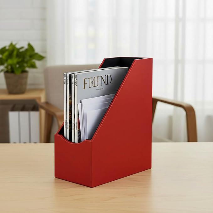 UnionBasic Magazine File Holder, Leatherette Desktop Document Organizer - Image 3