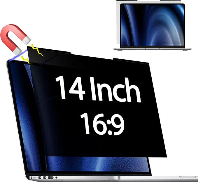 Magnetic Laptop Privacy Screen for 14 Inch 16:9, that Screen Size is 12.20 in by Halloive