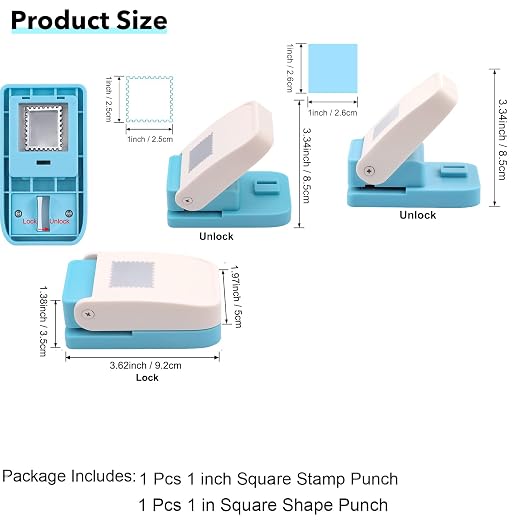 2 Pcs Square Stamp Punch, 1 Inch Square Hole Punch, Postage Stamp Shaped Paper - Image 4