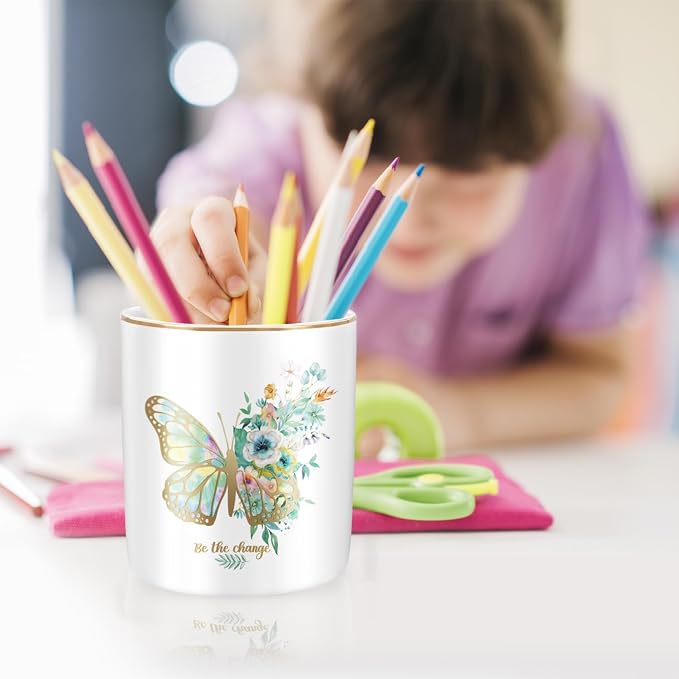 Cute Pen Holder for Desk, Ceramic Durable Pencil Cup, Simple&Modern Style - Image 5