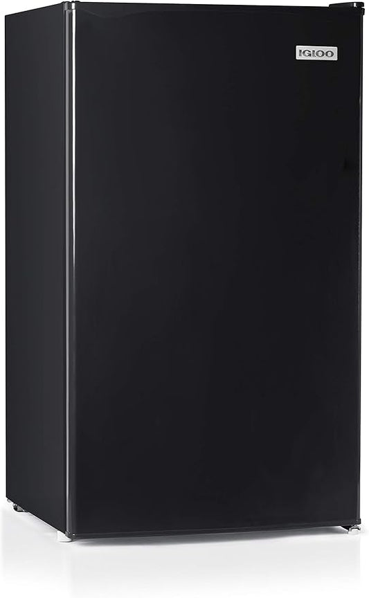 Igloo 3.2 Cu.Ft. Single Door Compact Refrigerator with Freezer - Slide Out Glass Shelf, Perfect for Homes, Offices, Dorms - Black-DeskLoop Office