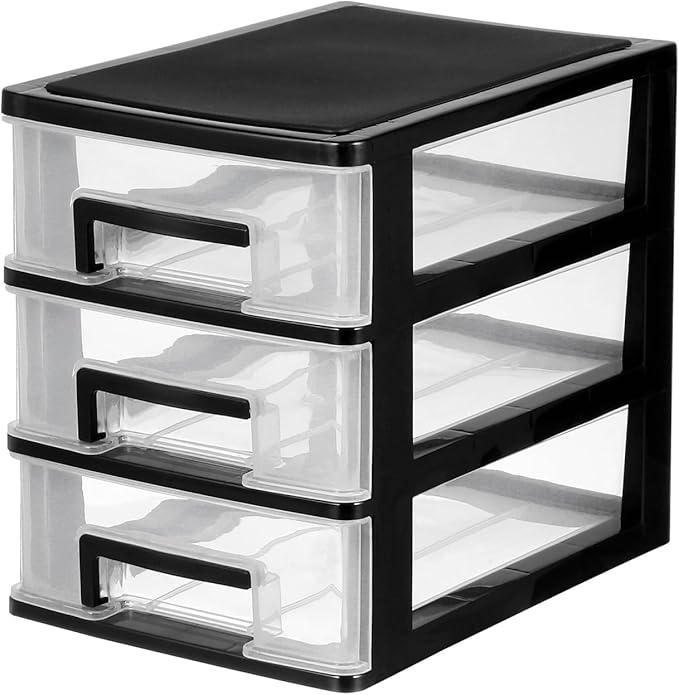 Plastic Stacking Desktop Storage Drawers 3-Drawer Storage Organizer, Small by Gatuida