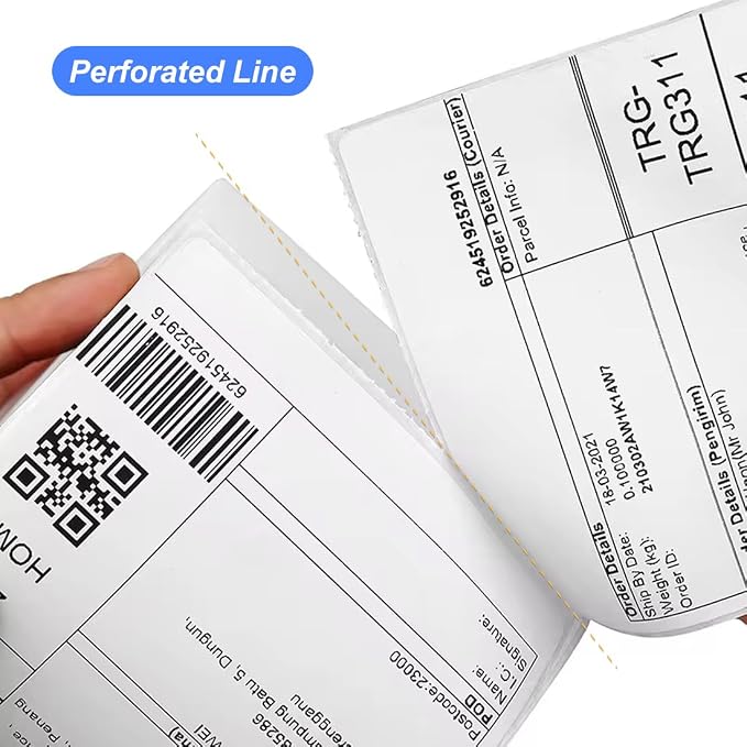 OausTect 4x6 Shipping Label 500 Fanfold Labels - Image 3