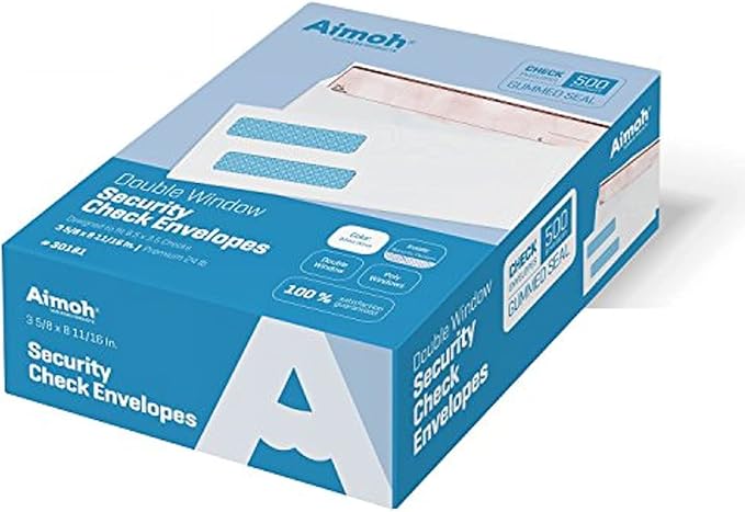 Aimoh 500#8 Double Window Gummed Security Envelopes - Image 2