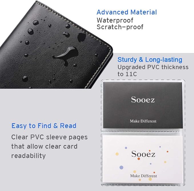 Sooez Leather Professional Business Card Book Holder Organizer, 240 Capacity - Image 4