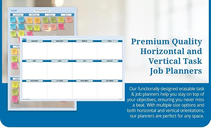 Sky Blue 12 Section Task, Objective and Goals Planning System Vertical 48" Tall - Image 2