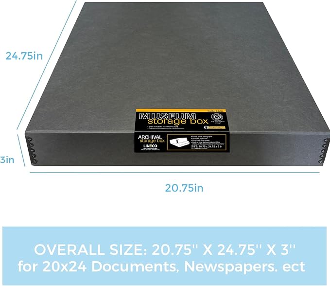 Lineco Museum Archival Storage Box, 20.75x24.75x3 in. Drop Front Design. - Image 2