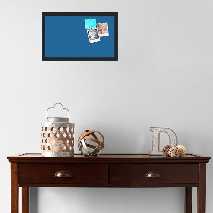 PinPix 20x12 Inch Cork Bulletin Board. This Decorative Framed Pin Board Comes with Navy Pastel Design and a Satin Black Frame. Ideal for Home Office Decor or Message Board (PinPix-1811)-DeskLoop Office