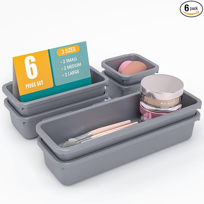 6 PCS Drawer Organizer Set, 3 Size Makeup Drawer Divider Organizer by StoreHappily
