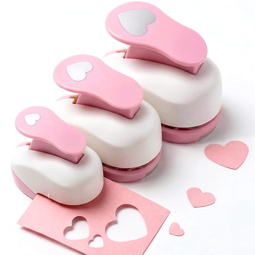 LOVEINUSA Pink Heart Shape Hole Punch 3PCS Set, High Precision Design by LoveInUsa