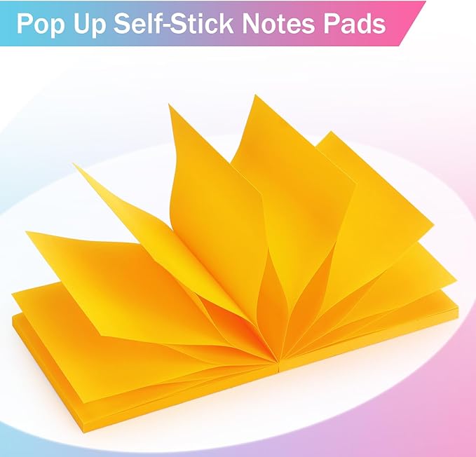Sticky Notes 3x3 Pop Up Self-Stick Notes Pads with 6 Bright Colors, Easy to Post for Office, School, Home, 6 Pads/Pack, 100 Sheets/Pad(Pop Up)-DeskLoop Office