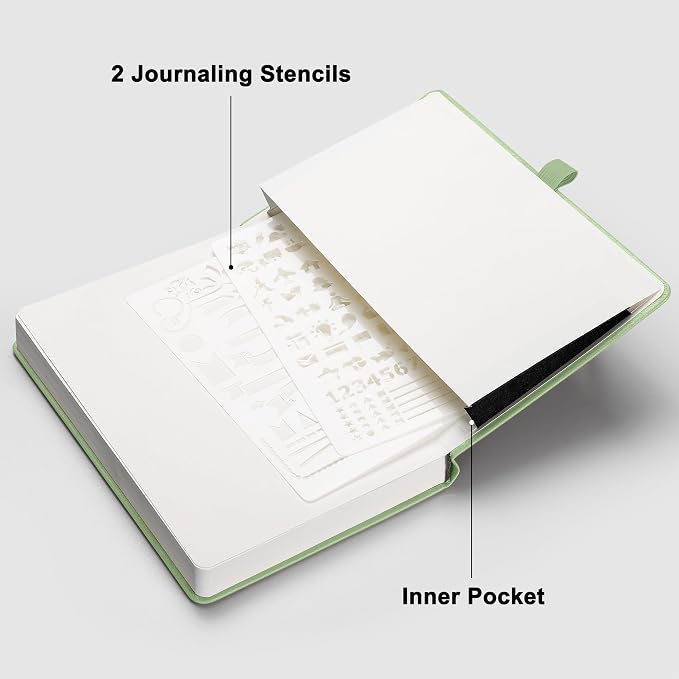 RETTACY Dotted Journal Notebook, 192 Pages, A5 Medium Size, Leather Hardcover - Image 7