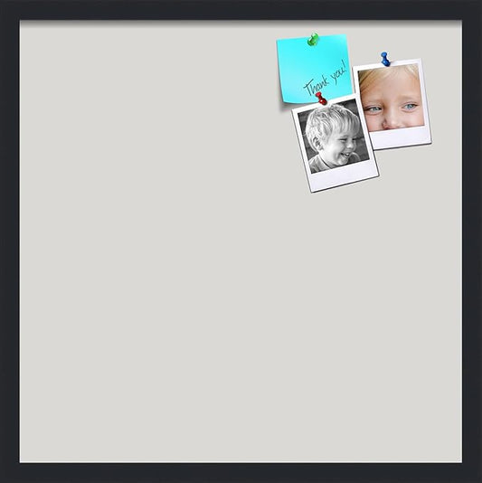 PinPix 22x22 Inch Cork Bulletin Board. This Decorative Framed Pin Board Comes with Light Stone Design and a Satin Black Frame. Ideal for Home Office Decor or Message Board (PinPix-1809)-DeskLoop Office