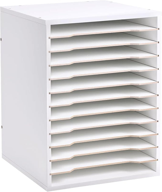 Caydo 12 Slot 8.5" x 11" Paper Organizer Storage, Wood Adjustable Shelves Paper by Caydo