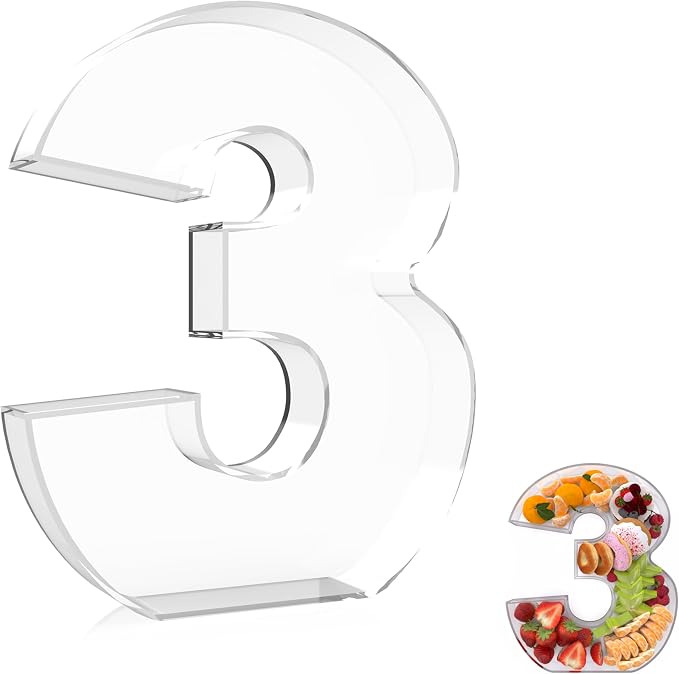 13.8" Extra Large Acrylic Number Charcuterie Board Box, Reusable Fillable by RUFHVTY