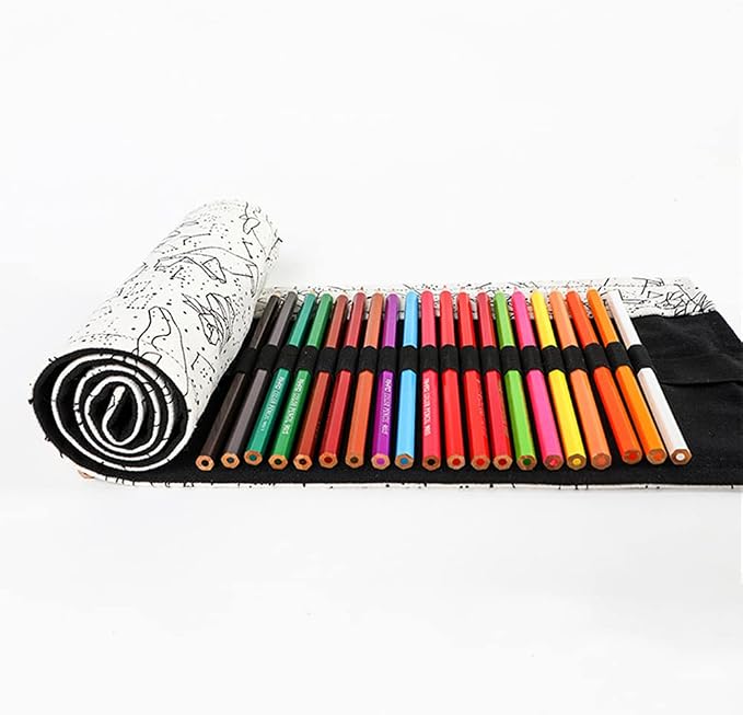 DIYOMR 24/36/72 Slots Pencil Wrap Pencil Rolls, Artist Colored Pencils Roll Up - Image 7
