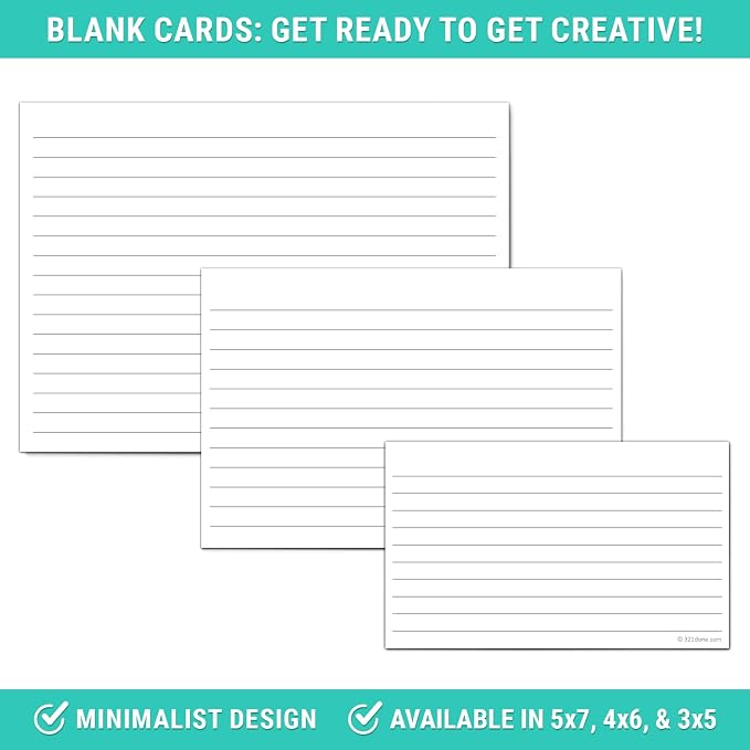 321Done Ruled Note Cards, 5x7 Thick Index Cards - Image 5
