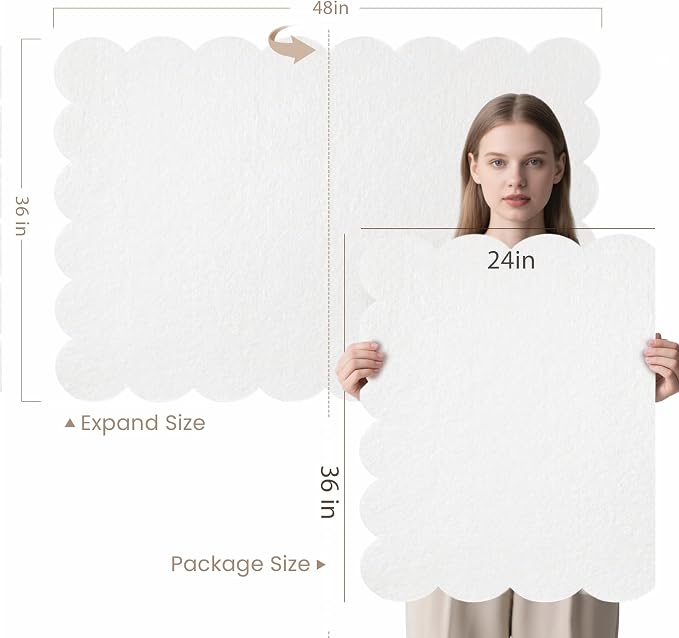 Lightomorrow Scalloped Bulletin Board, 48 x 36 Inches Felt Pin Board - Image 2