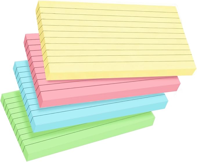 100 Count Colored Index Cards 3x5 Inch Ruled Flashcards Notecards 4 Color by Unknown