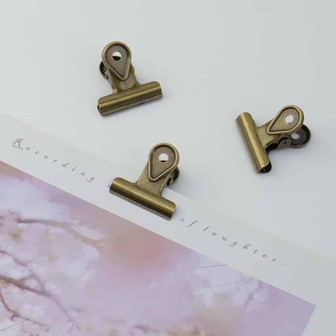 Xiaoyztan Mini Clips, 30mm Wide Bronze Bulldog Clips Paper Clip Binder Bull - Image 5