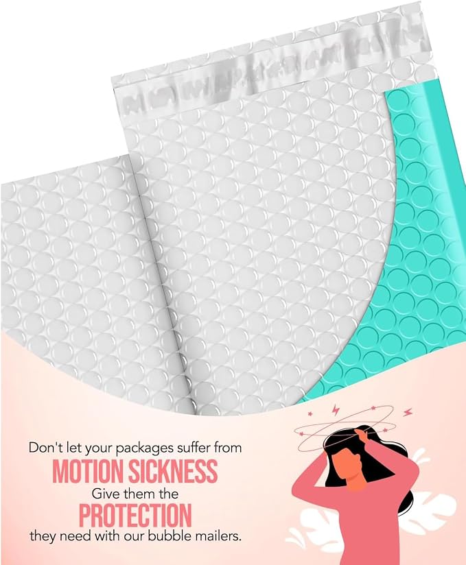 GSSUSA Teal Bubble Mailers 8.5X12 Inches 500 Pack, Padded Poly Bubble Mailer - Image 3
